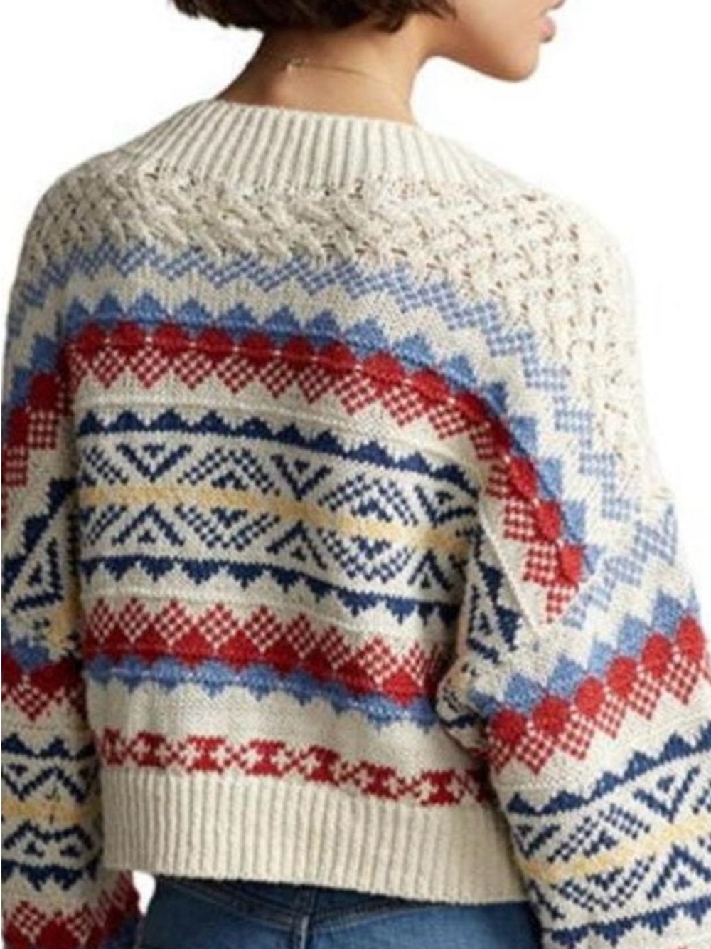 Polo Ralph Lauren Women’s Fair Isle Cotton -Linen sweater Crop Slouchy Size M